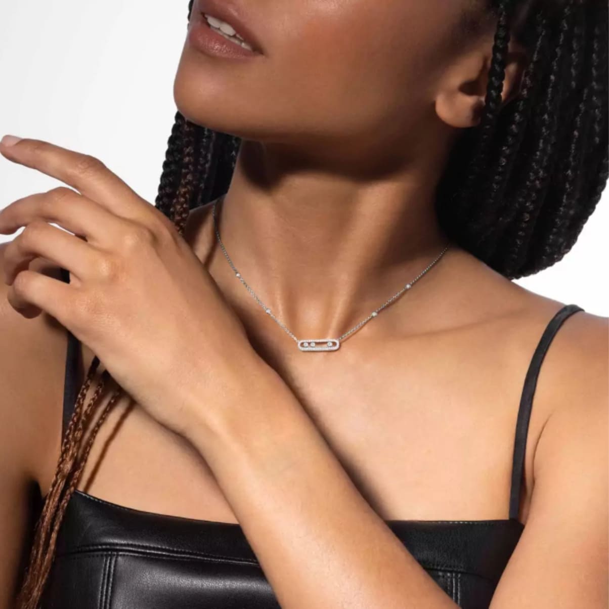 COLLAR MOVE PAVÉ PLATEADO
